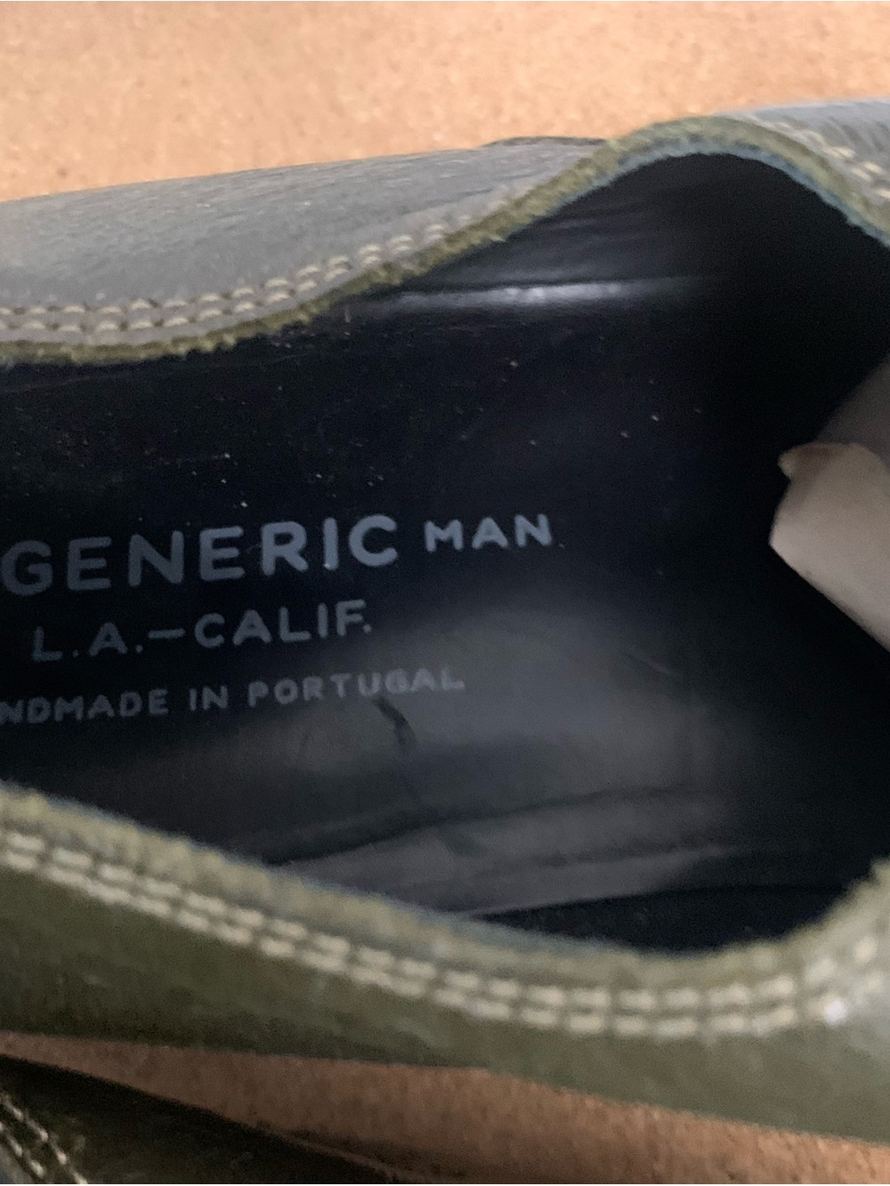Vintage The Generic Man Men's Olive Green Leather Lace-Up Dress Shoes Sz. 44.5 - Picture 6 of 8